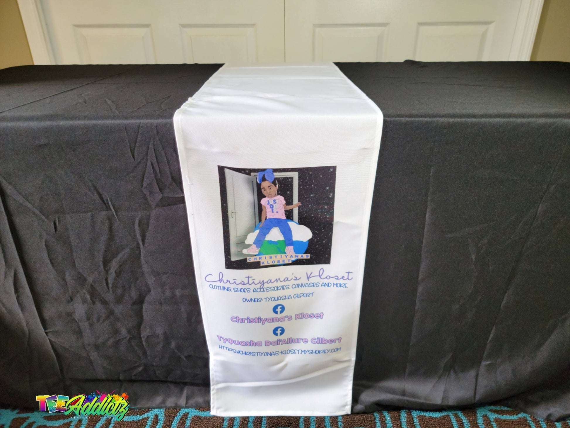 Custom Table Runner with Business Branding or Brand Name - TeeAddictz