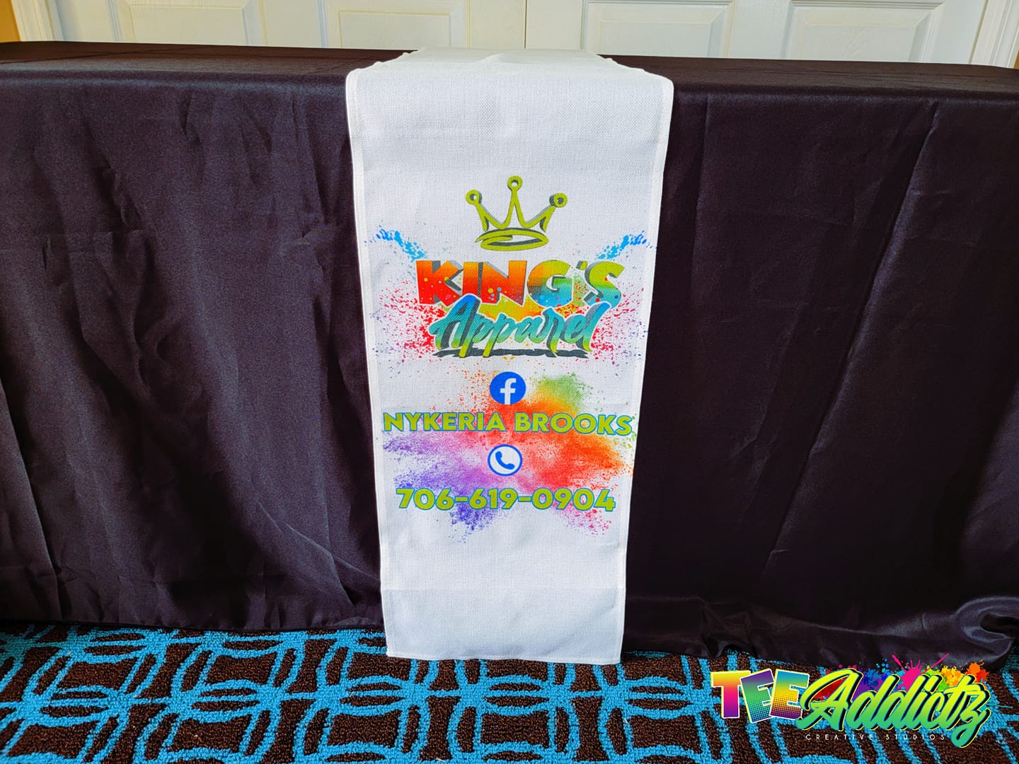 Custom Table Runner with Business Branding or Brand Name - TeeAddictz