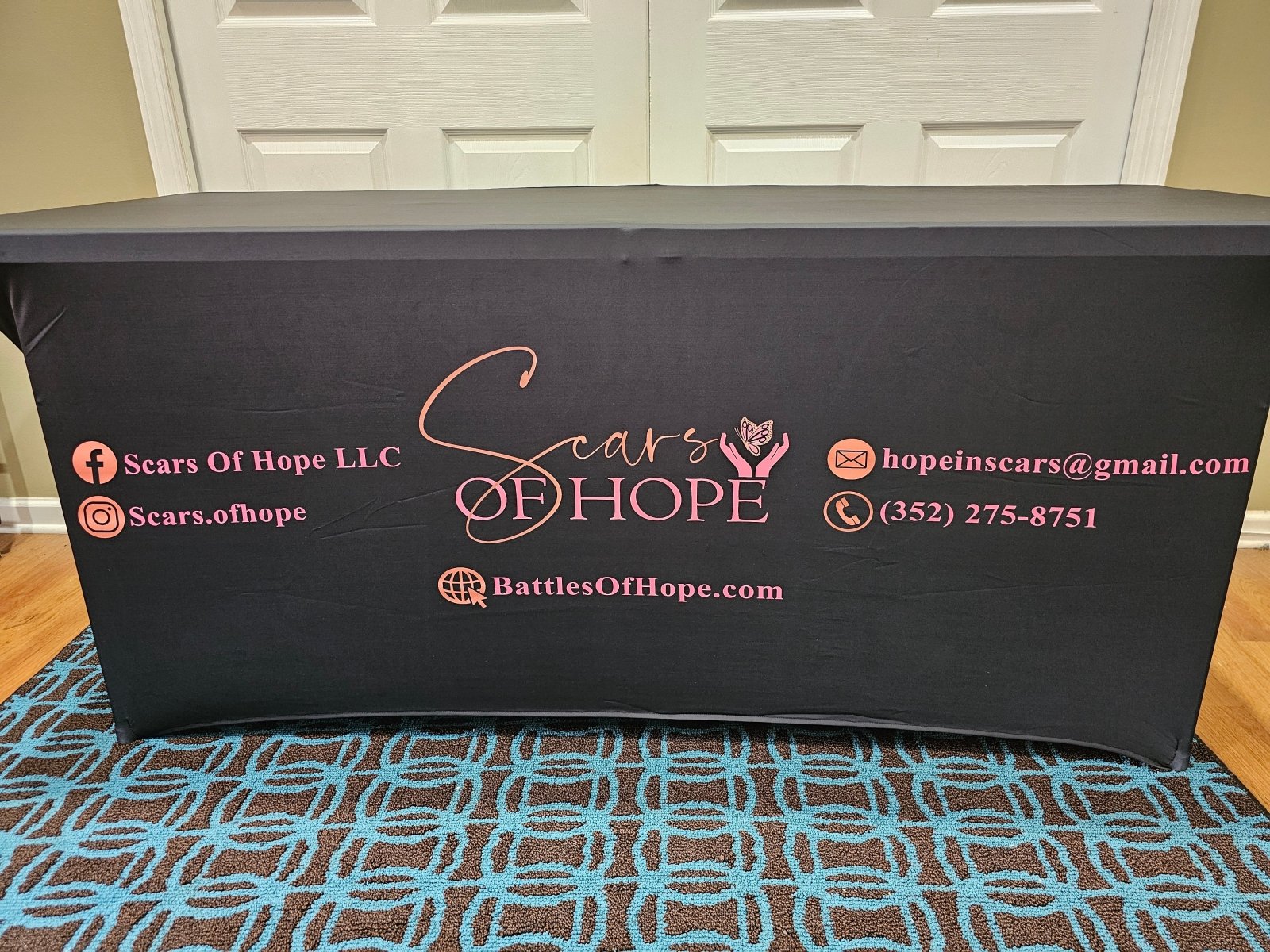 Custom Stretch Spandex Table Cover with Business Branding or Brand Name - TeeAddictz