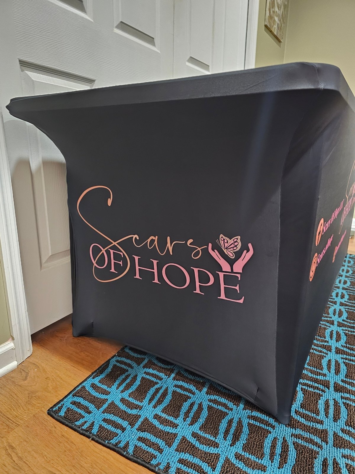 Custom Stretch Spandex Table Cover with Business Branding or Brand Name - TeeAddictz